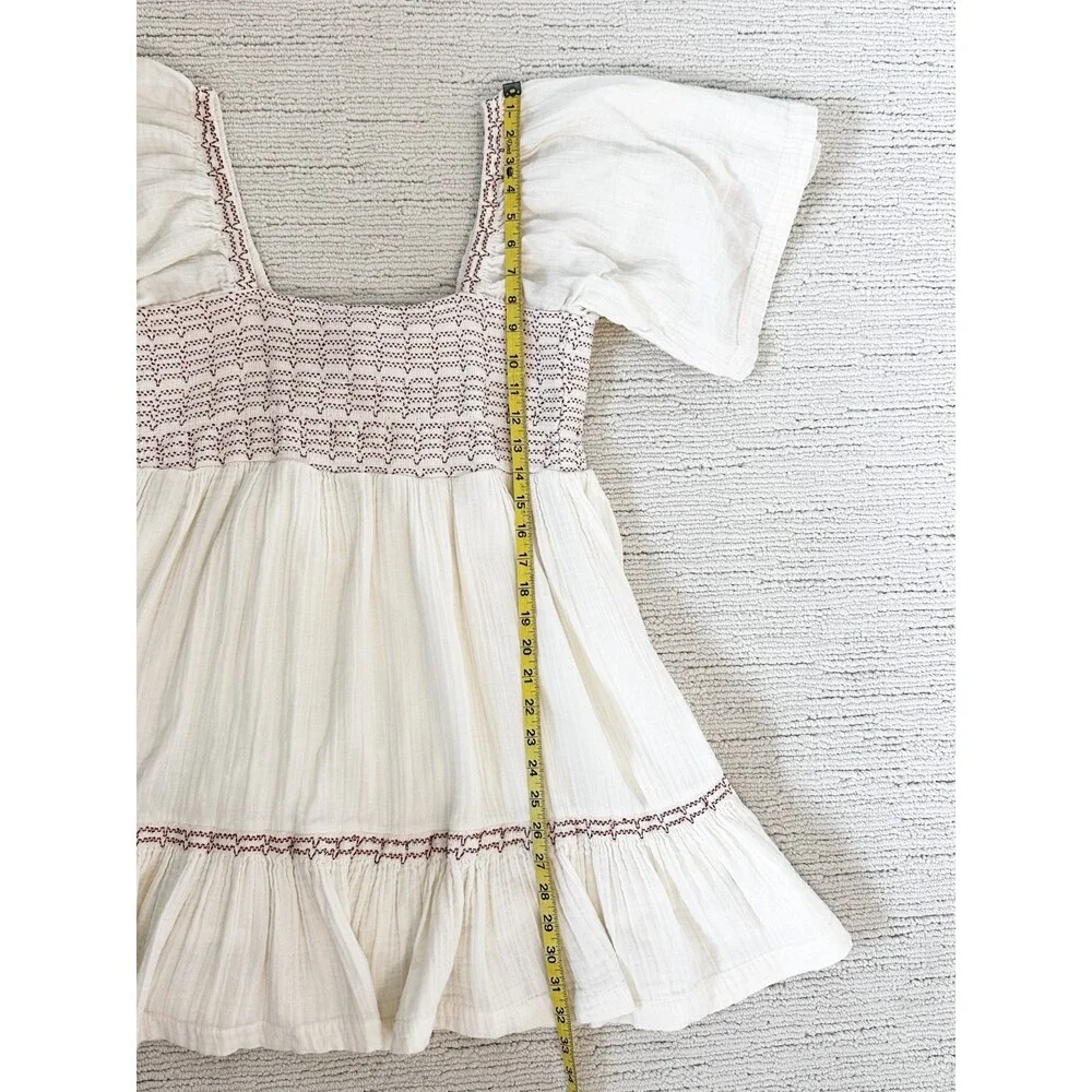 FREE PEOPLE Easy to Love Women’s S Cream Bubble Dress Babydoll Coquette Gauzy